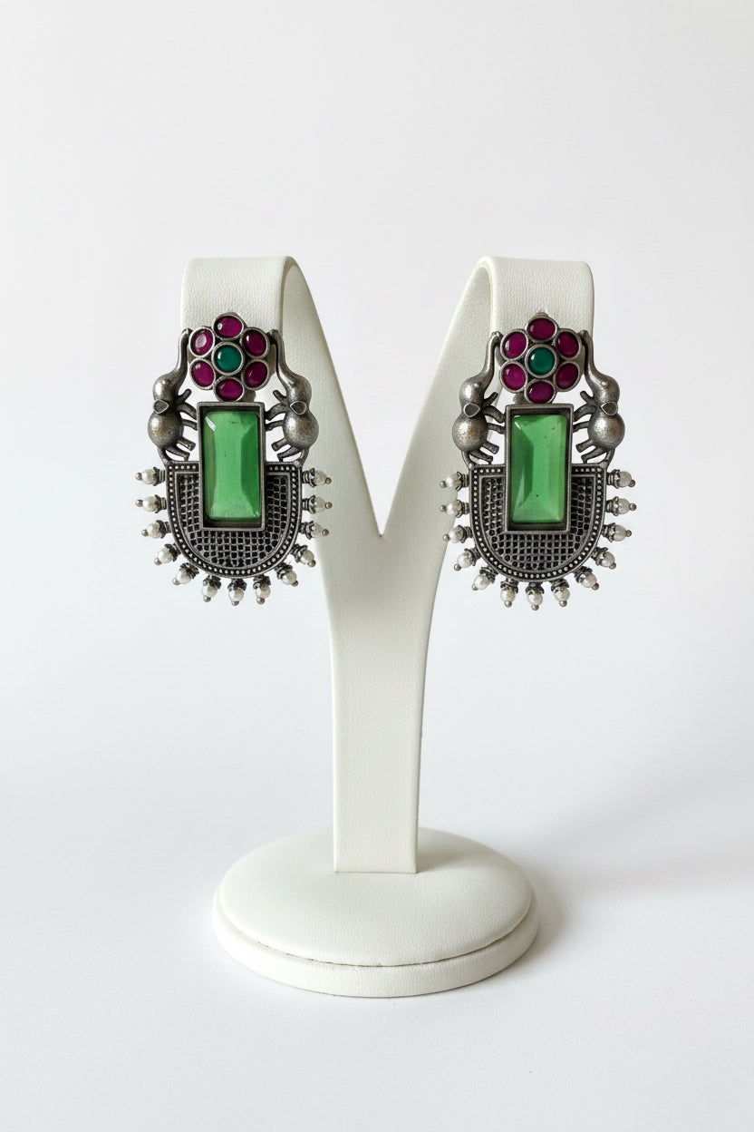 Royal Gaja-Kamala Oxidised earrings