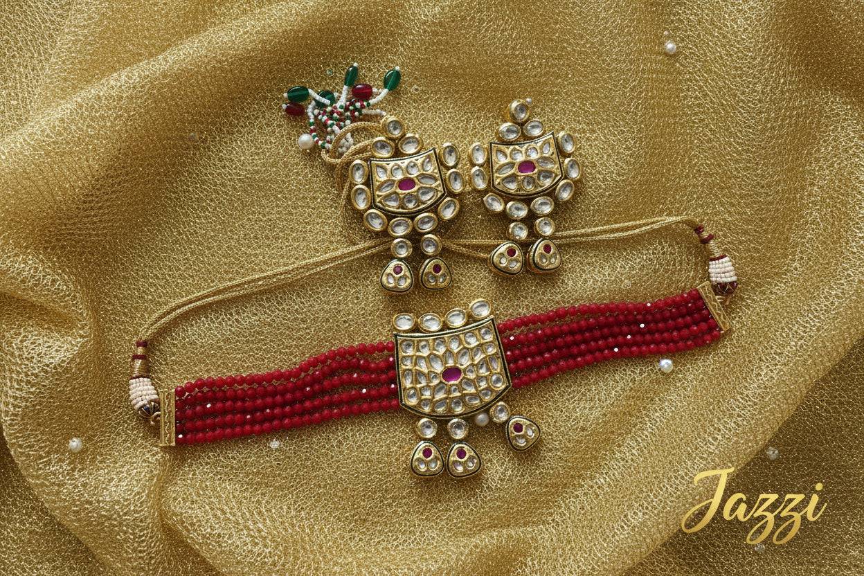 Ruby Rajwada Kundan Set