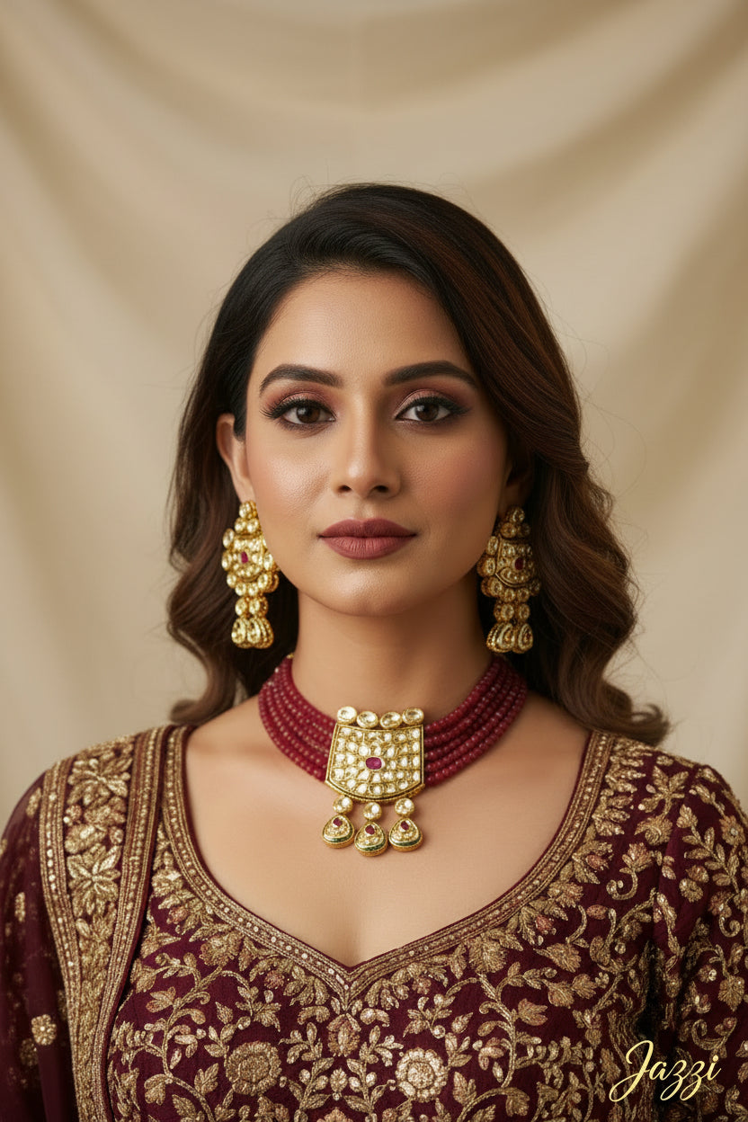 Ruby Rajwada Kundan Set