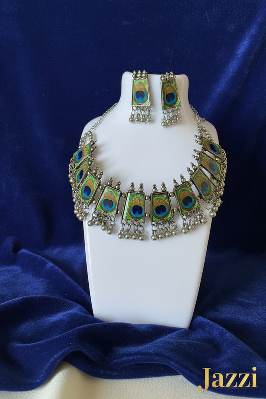 Peacock Feather Oxidized Jewelry Set