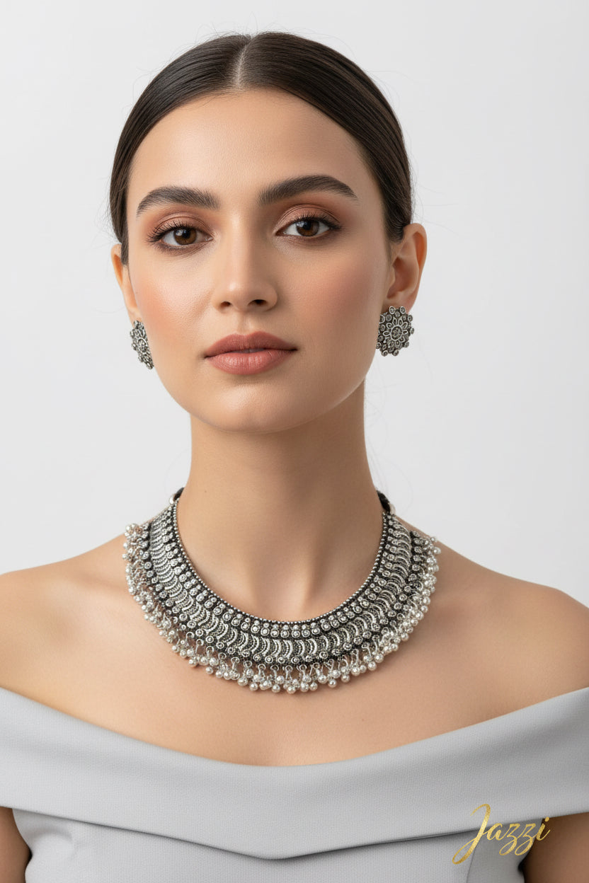 Antique Oxidized Hasli Set