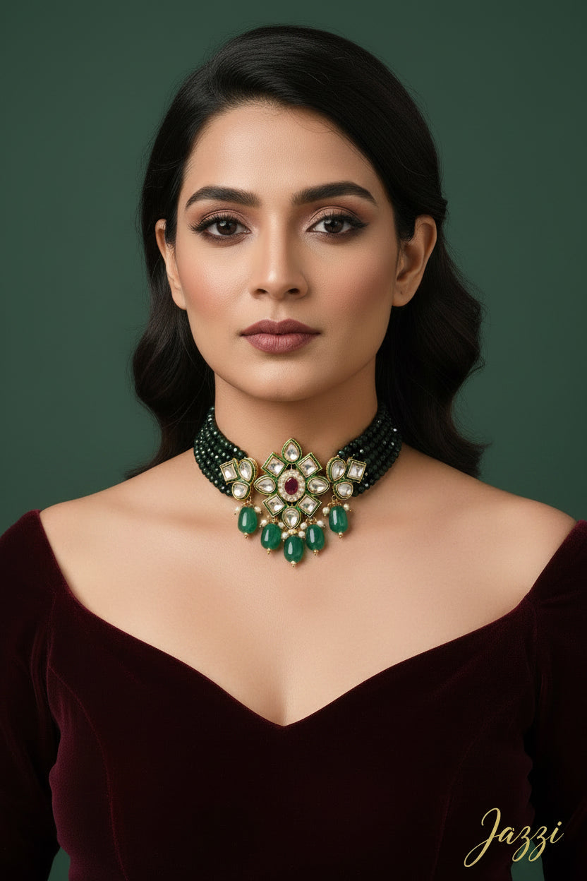 Emerald Kundan Choker
