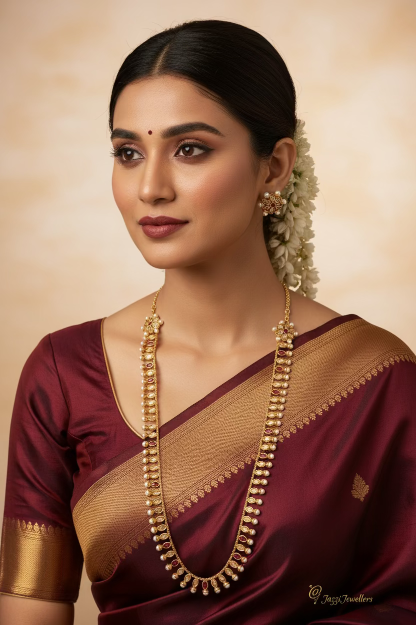 Royal Ruby & south sea pearl long line necklace