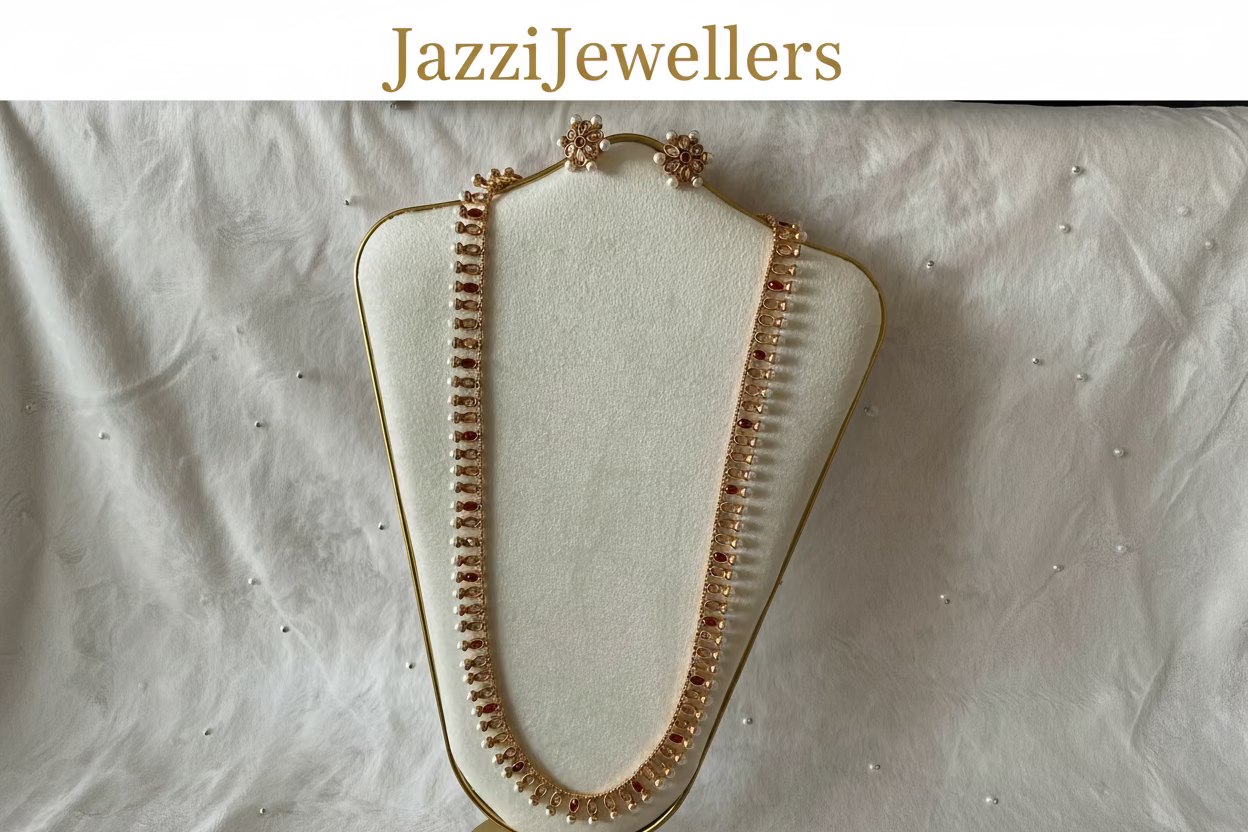 Royal Ruby & south sea pearl long line necklace