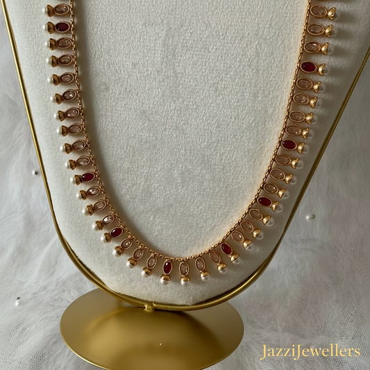 Royal Ruby & south sea pearl long line necklace