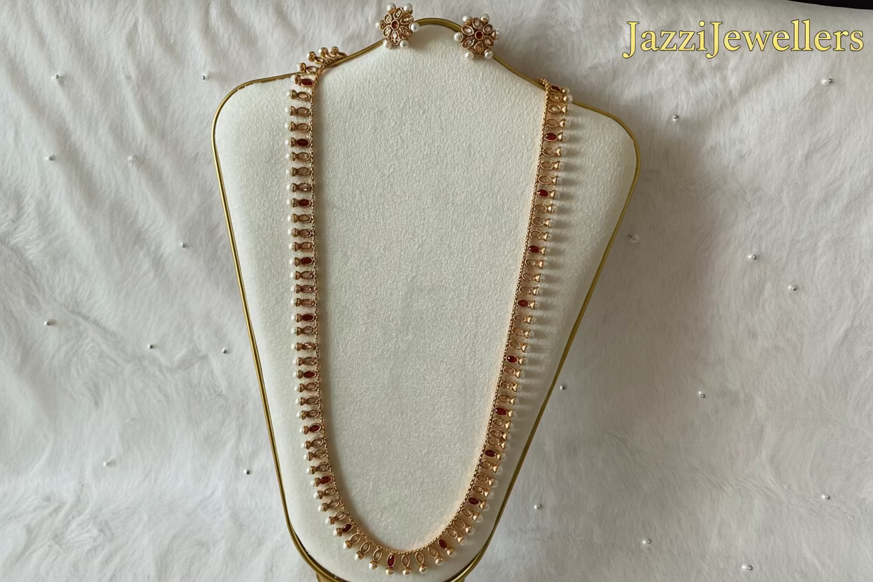 Royal Ruby & south sea pearl long line necklace